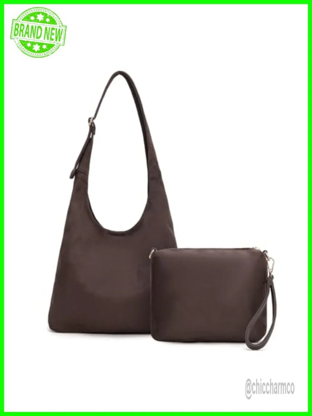 Ultra Soft Faux Suede Slouchy Hobo Bag with Cosmetic Pouch